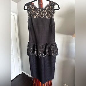 Tadashi Shoji Black Lace Midi Dress